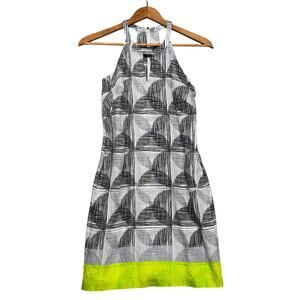 Laundry by Shelli Segal Sleeveless Black White Lime Green Sundress Women 0